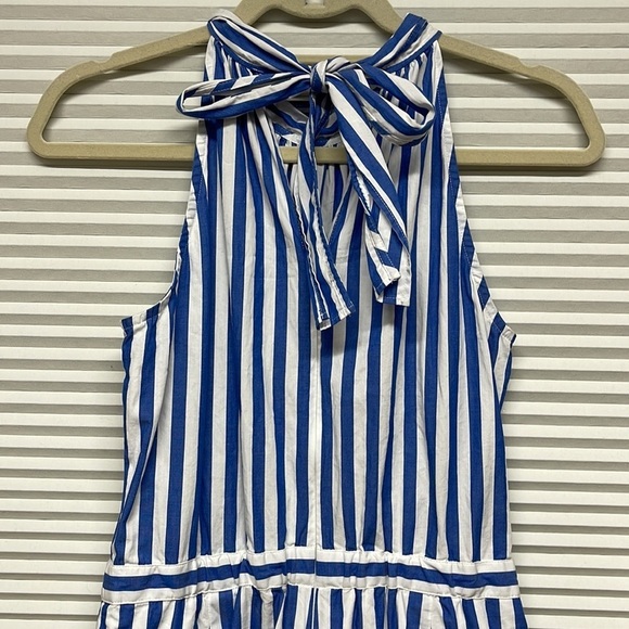 J. Crew Factory Blue and White Striped Cropped Halter Jumpsuit Size 0 - Picture 6 of 9